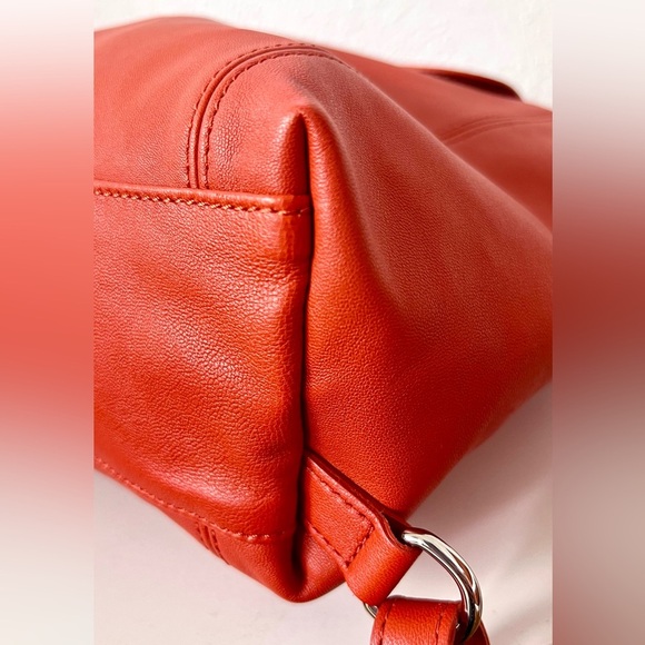 Longchamp Le Pliage Cuir Leather Backpack Terracotta  Dark Orange Red  NWOT - Picture 7 of 16